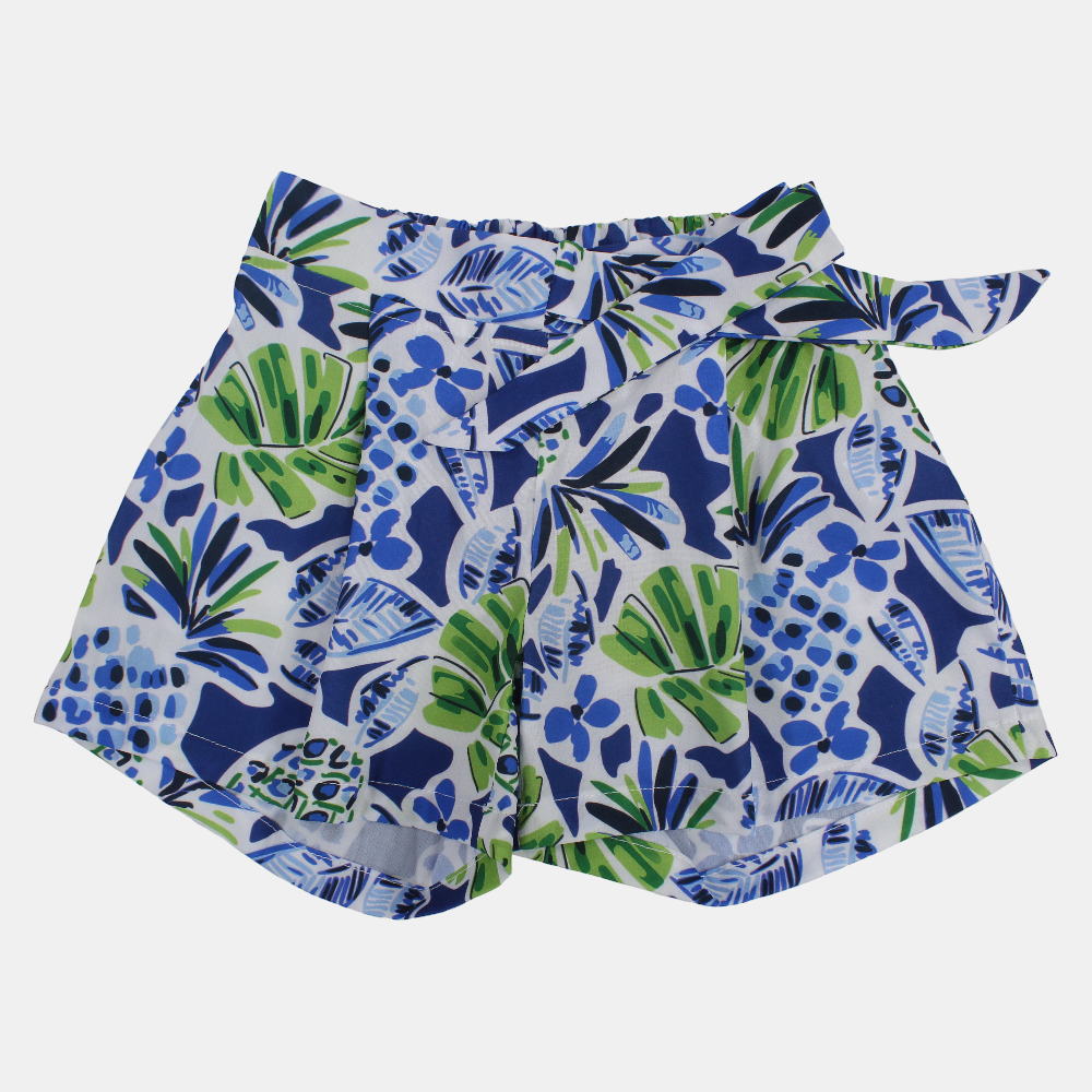 Girls Polyester Shorts - Leaves Print