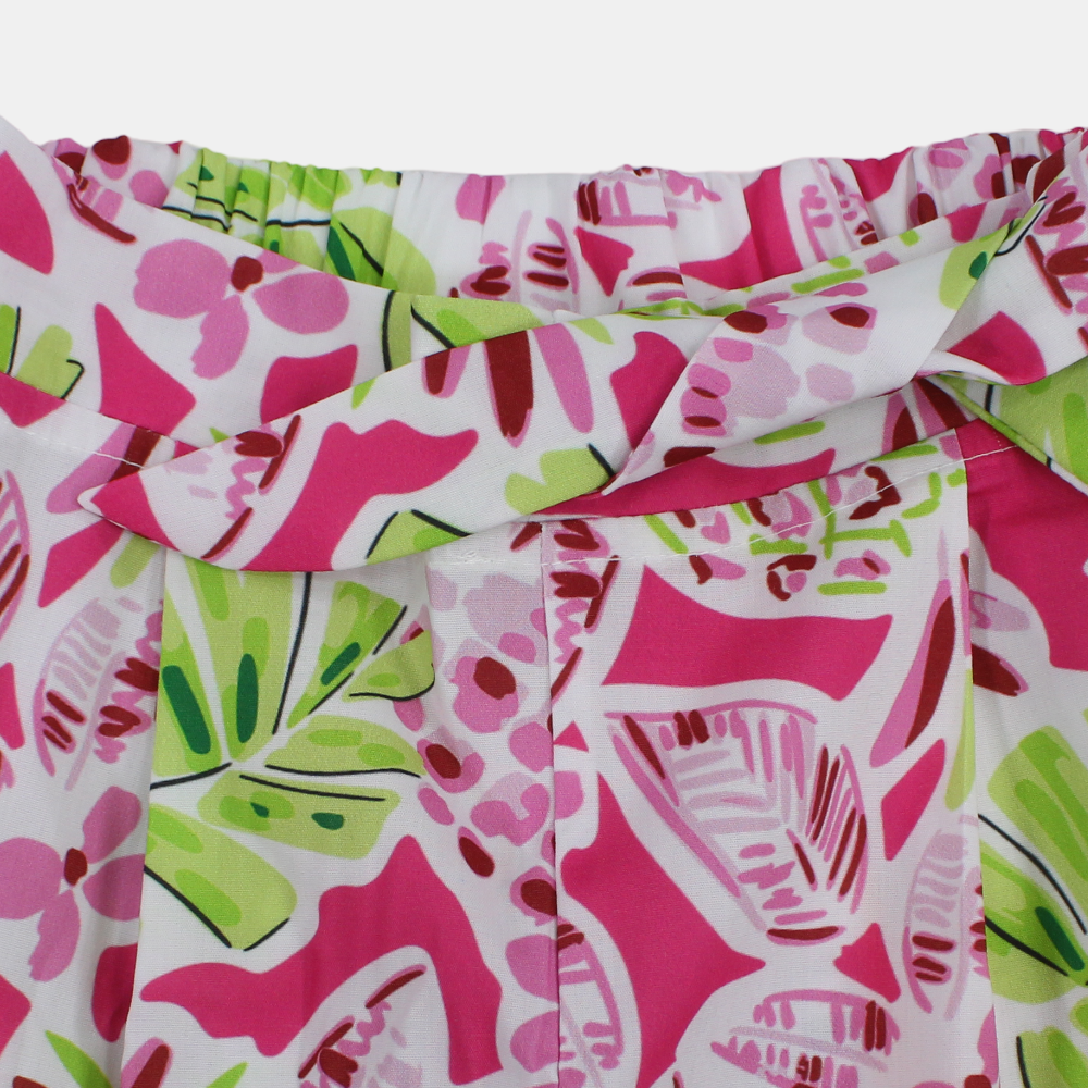 Girls Polyester Shorts - Leaves Print