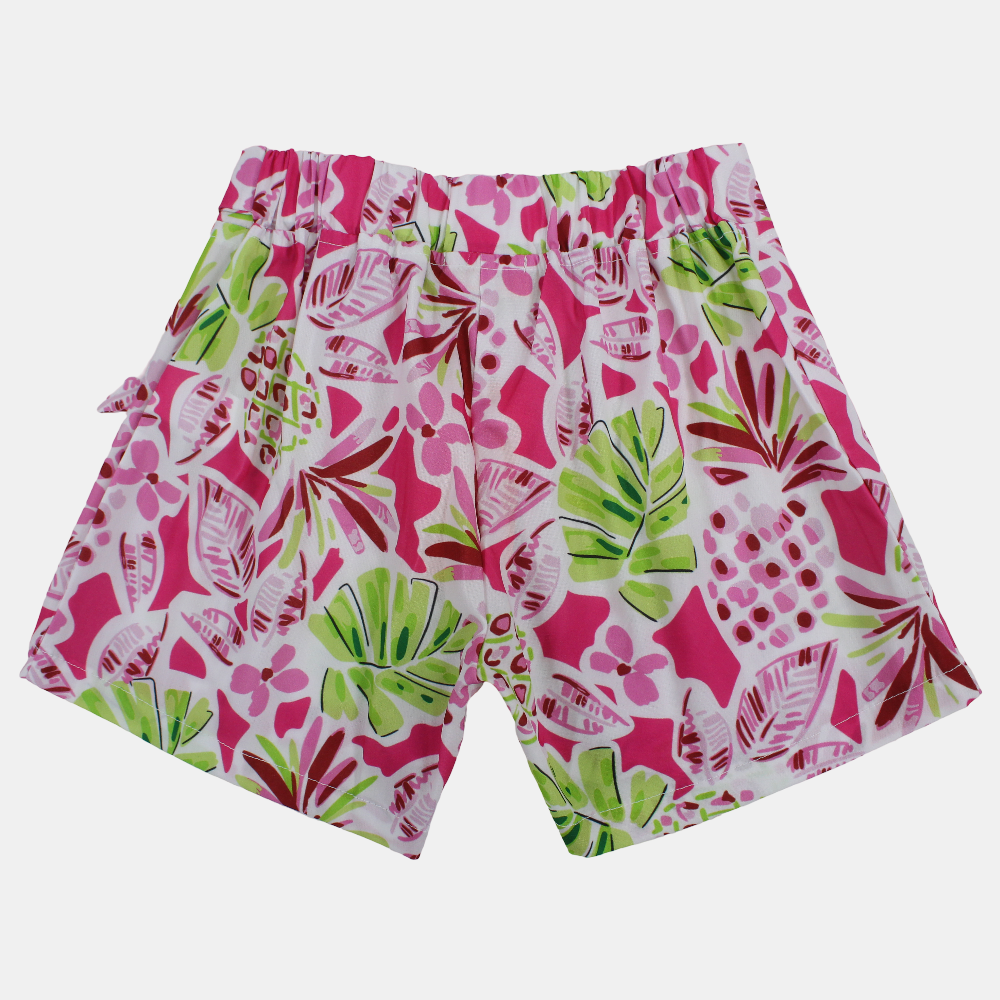 Girls Polyester Shorts - Leaves Print