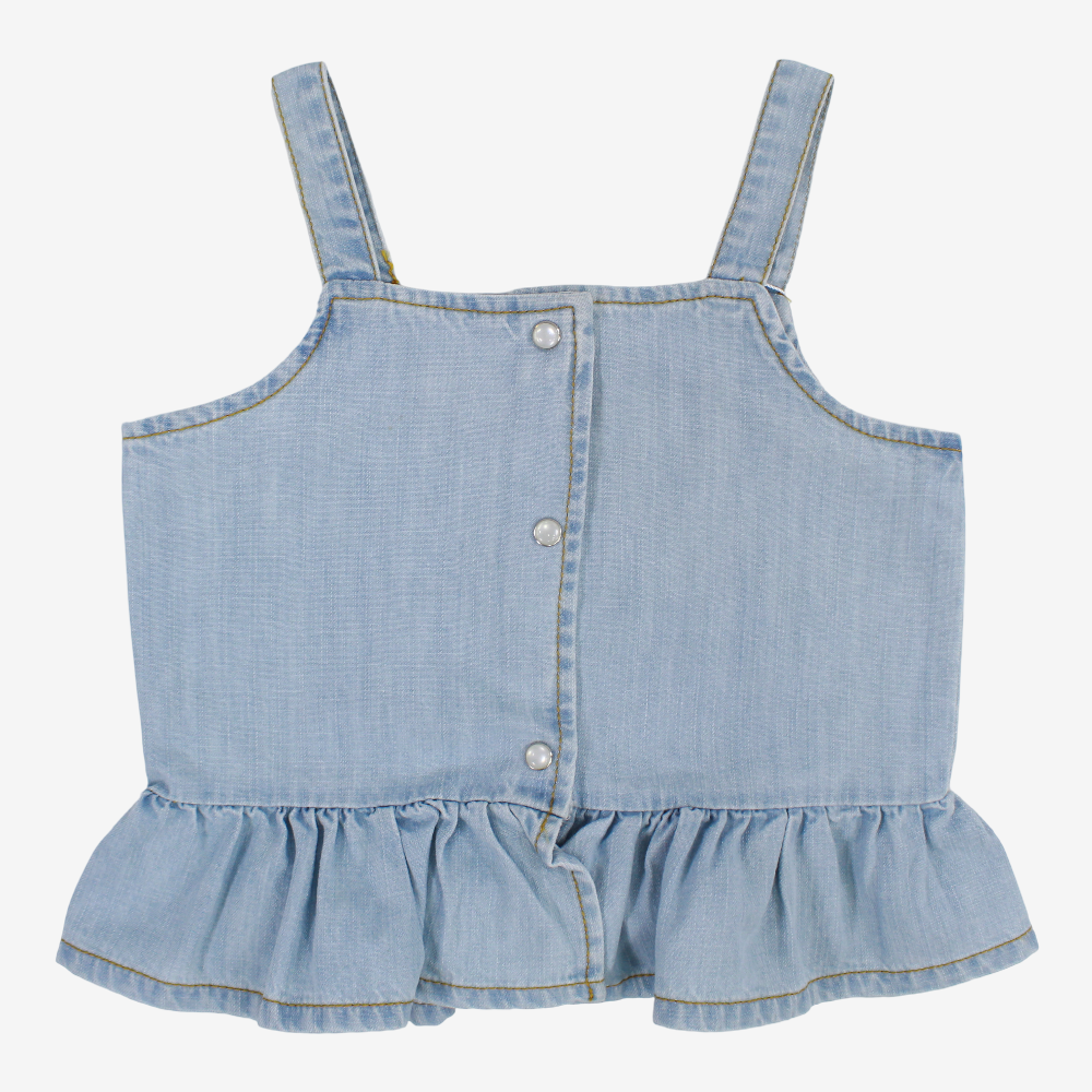 Girls Denim Blouse - Strappy Design