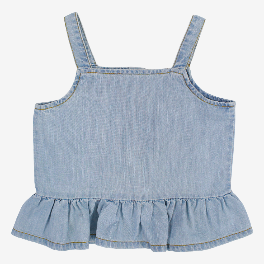 Girls Denim Blouse - Strappy Design