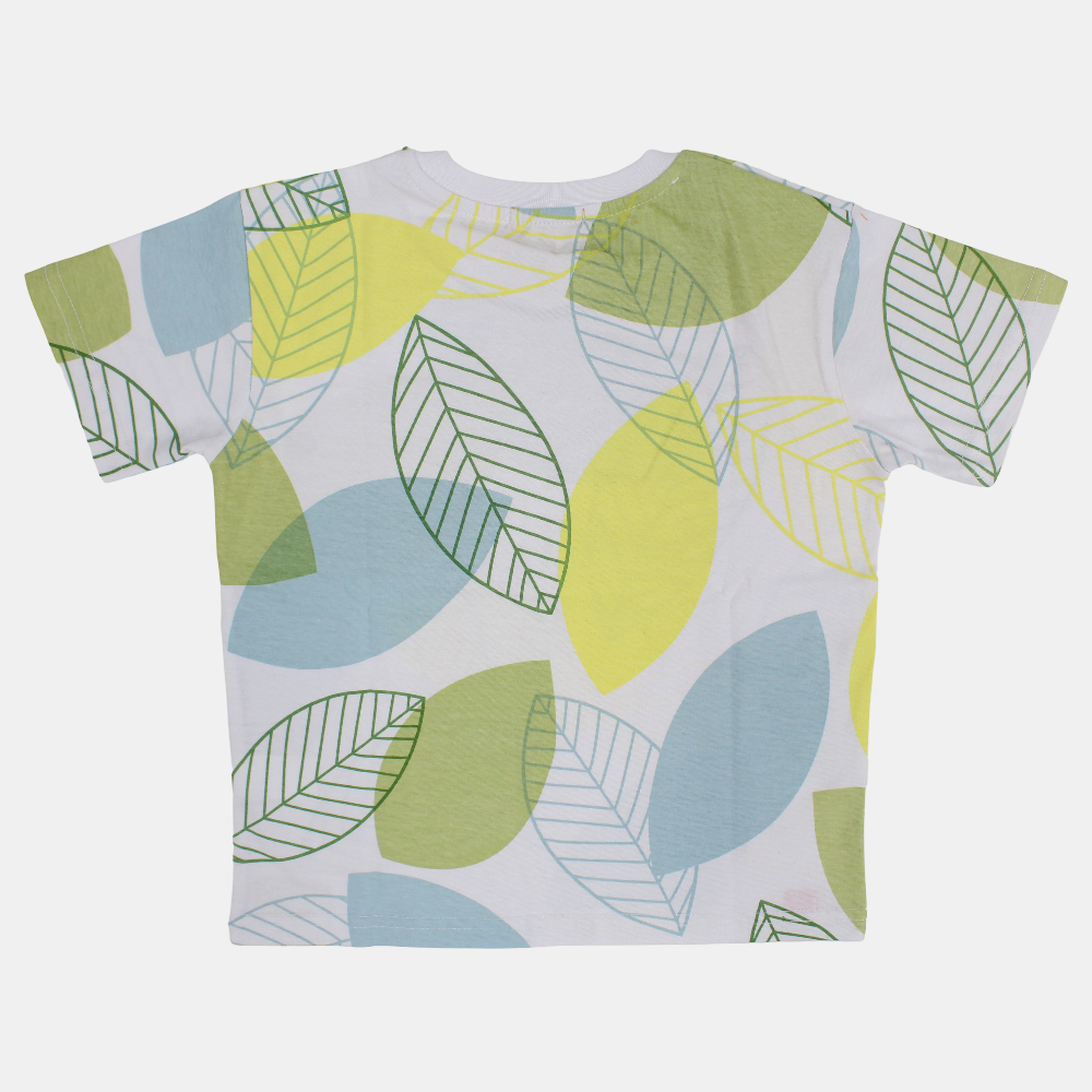 Boys Cotton T-Shirt - Leaves Print