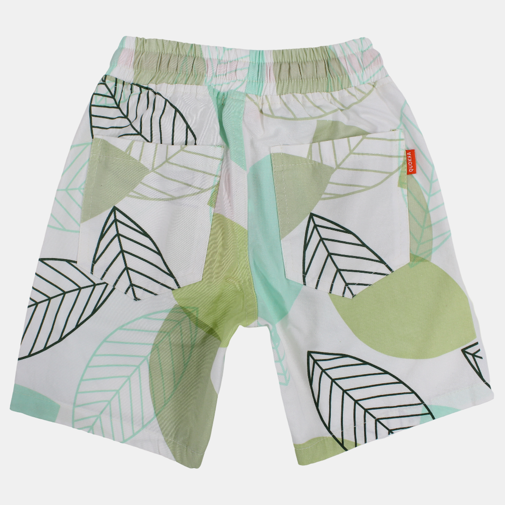 Boys Gabardine Shorts - Leaves Print