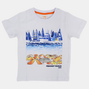 Boys Cotton T-Shirt - Fun Beachfront Print