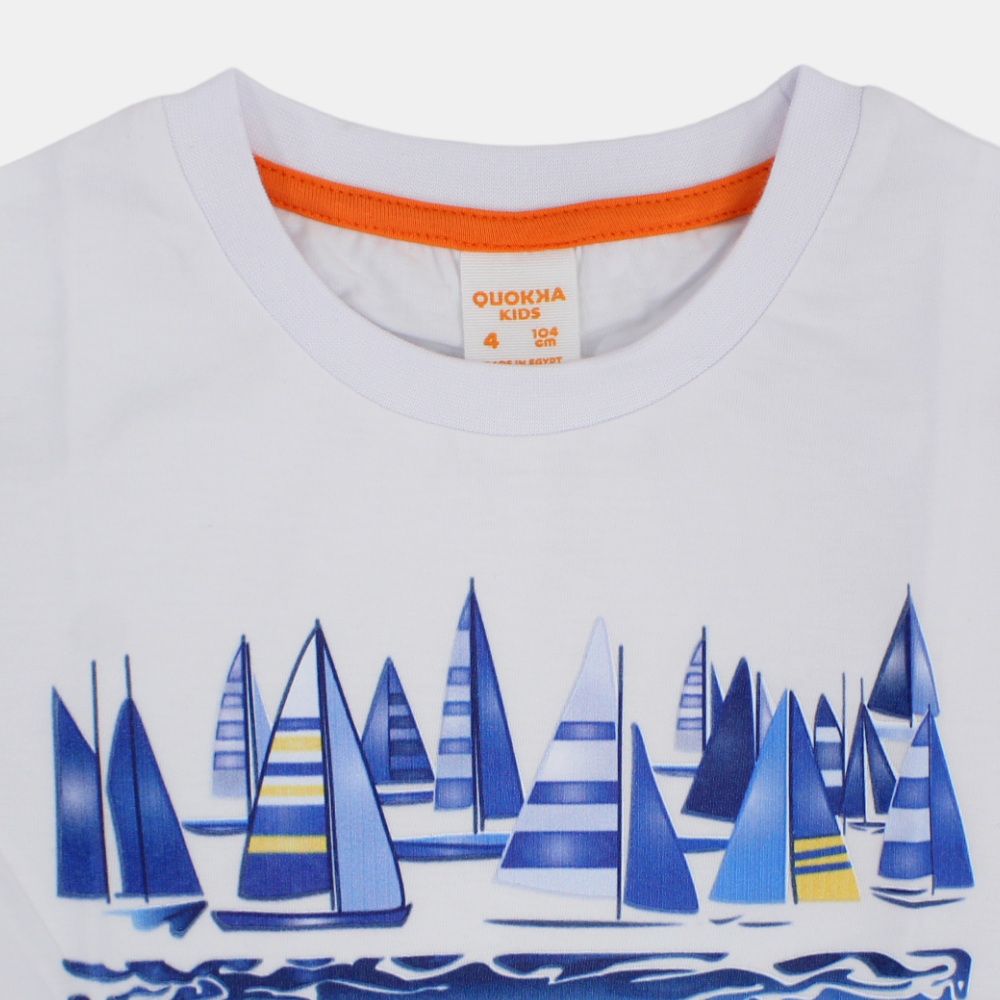 Boys Cotton T-Shirt - Fun Beachfront Print