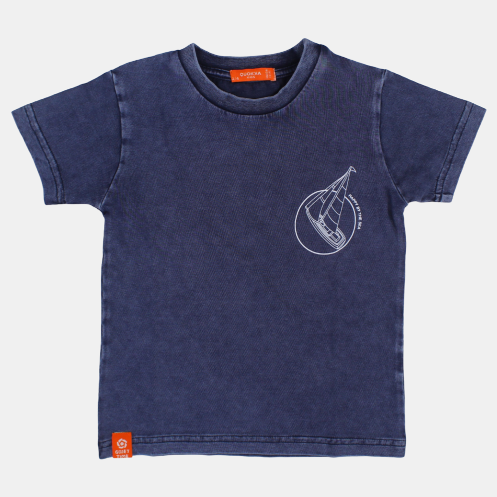 Boys Cotton T-Shirt - "Happy by the Sea" Print