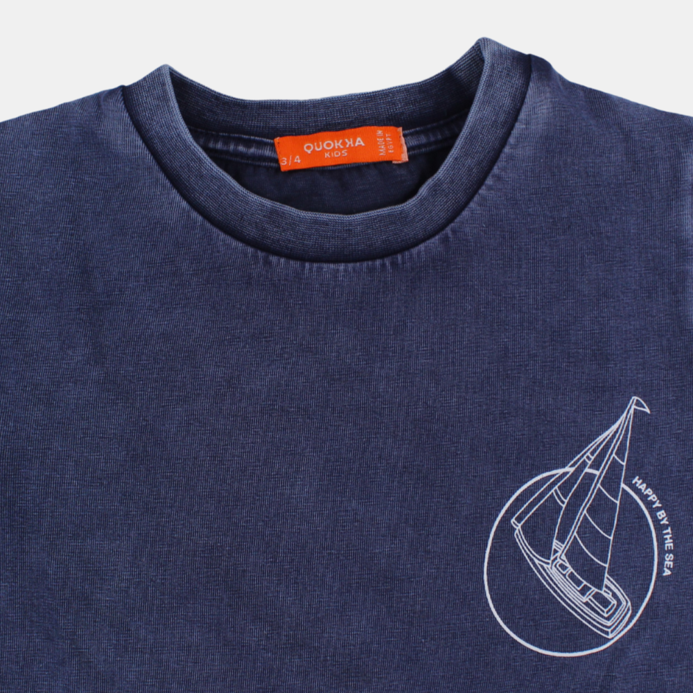 Boys Cotton T-Shirt - "Happy by the Sea" Print