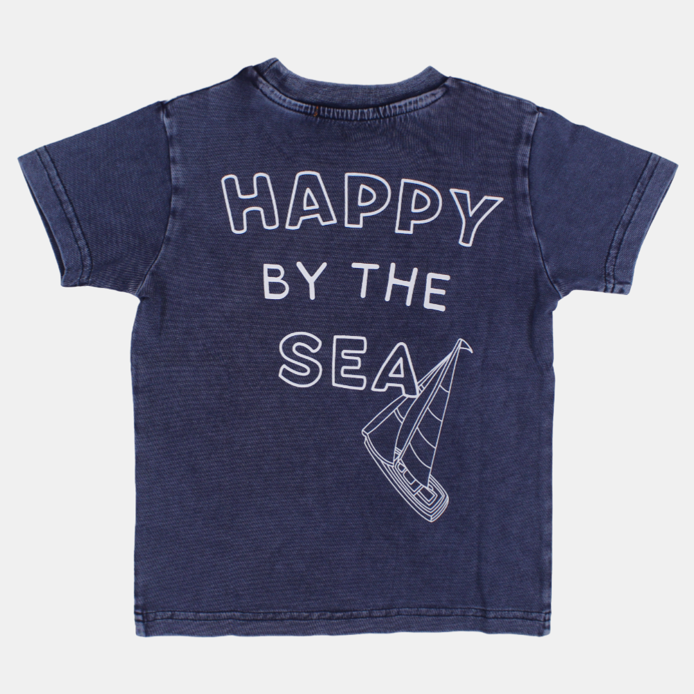 Boys Cotton T-Shirt - "Happy by the Sea" Print