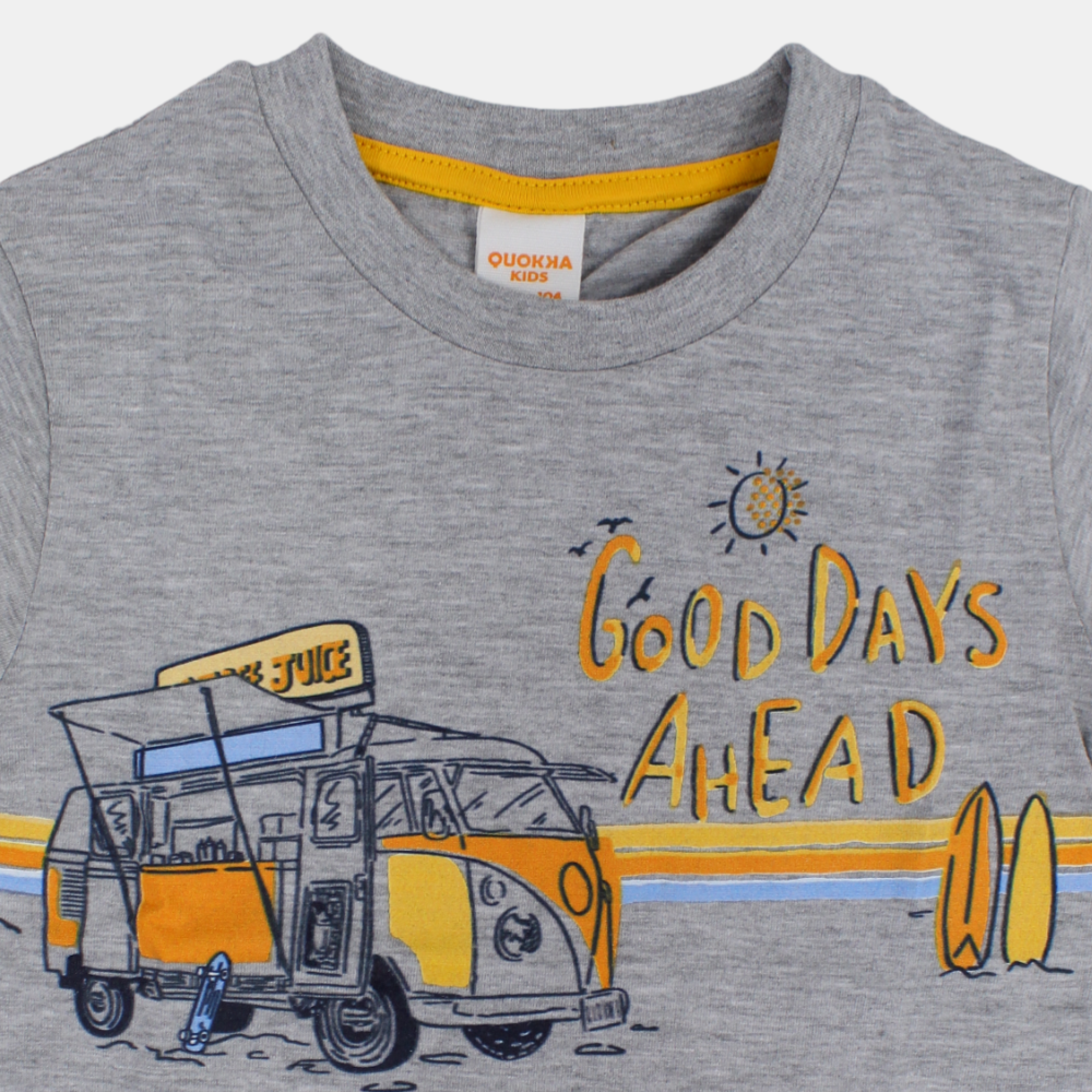 Boys Cotton T-Shirt - "Good Days Ahead" Print