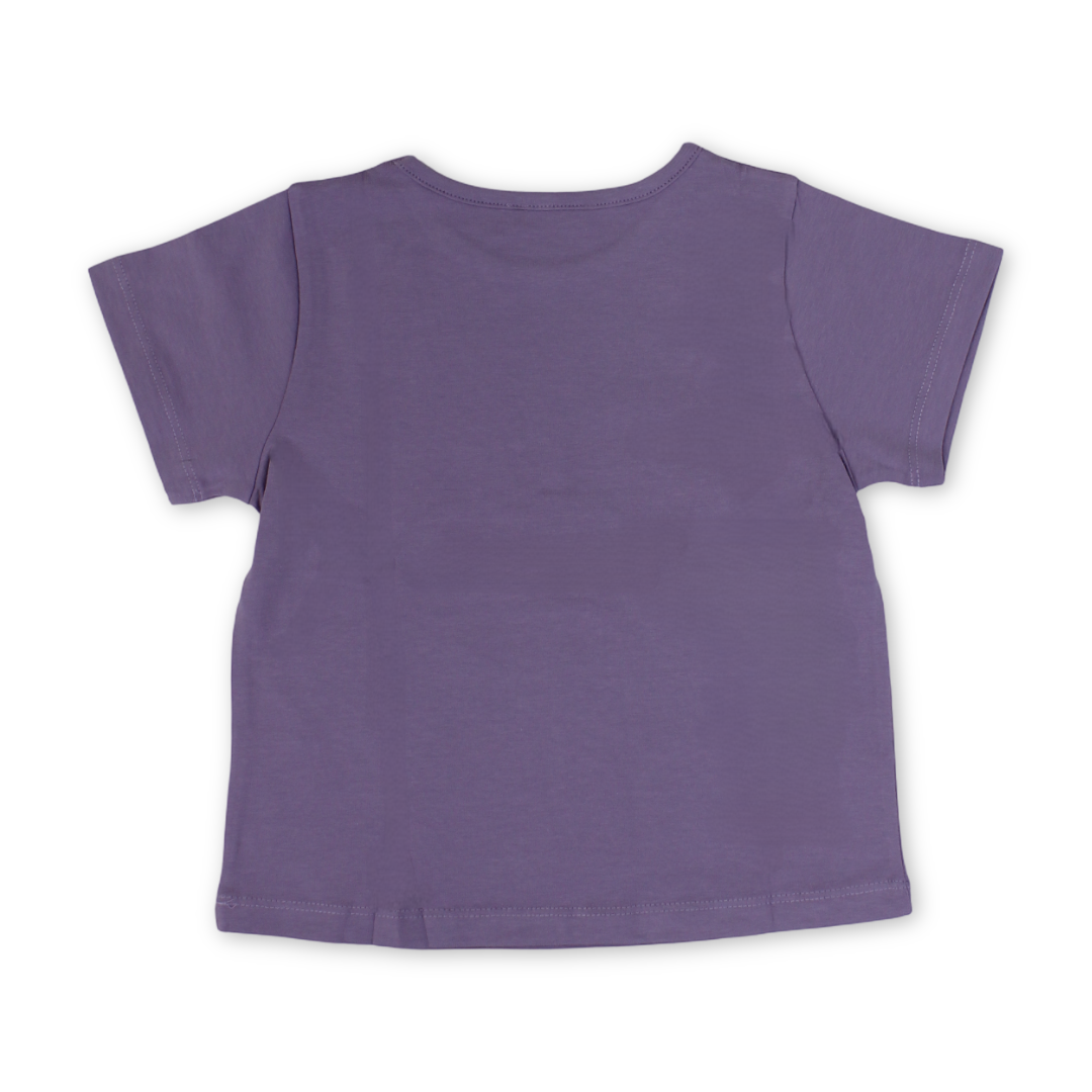 Baby Girls Cotton T-Shirt – Purple with Heart Design