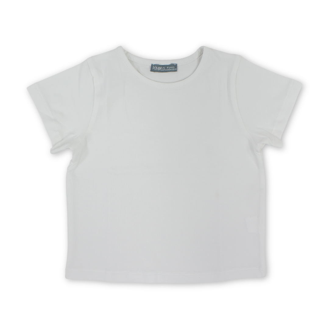 Girls Cotton T-Shirt – White - Clothing - Pompelo