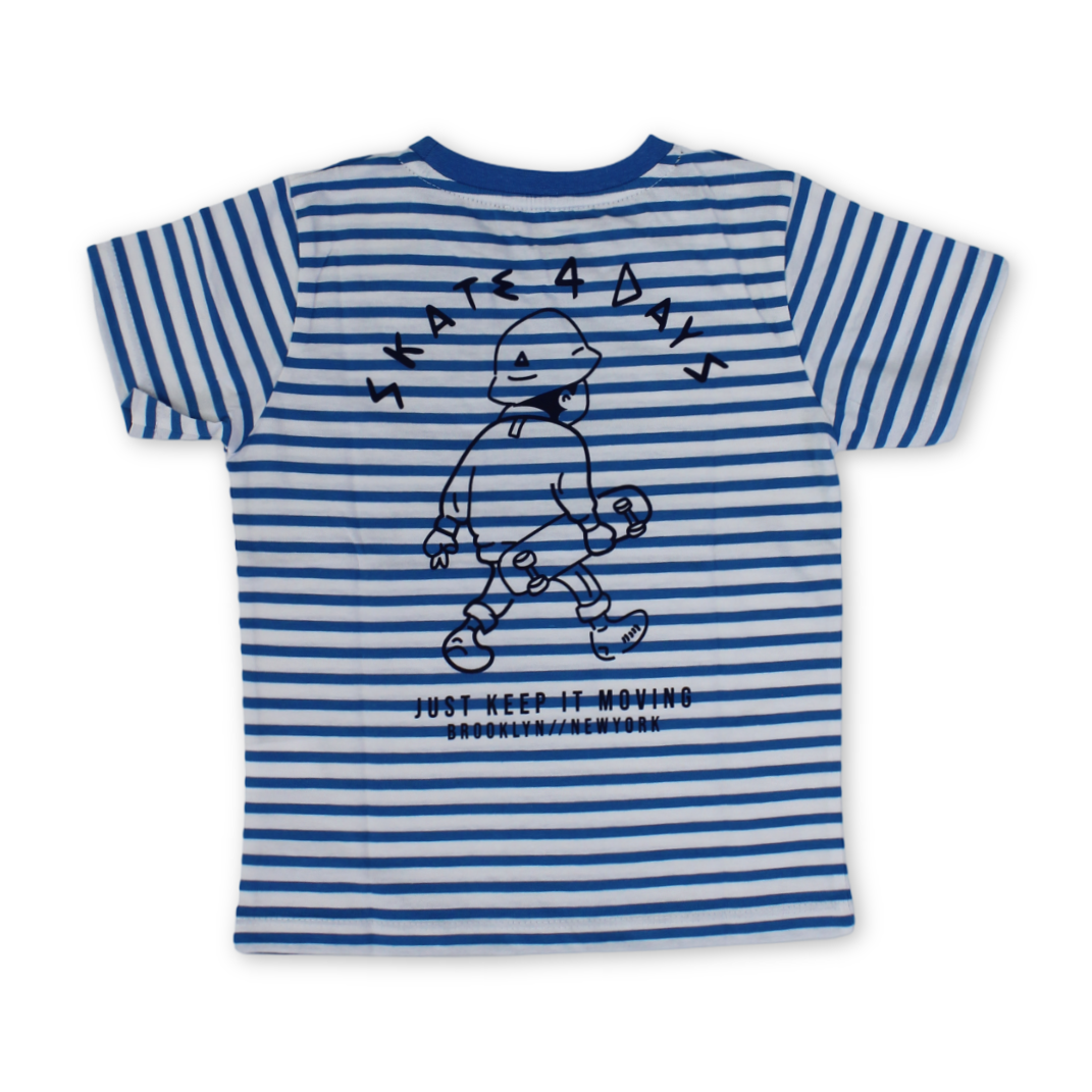 Boys Cotton T-Shirt – Striped Blue