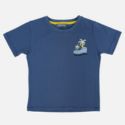 Boys Cotton T-Shirt – Indigo with Palms Print