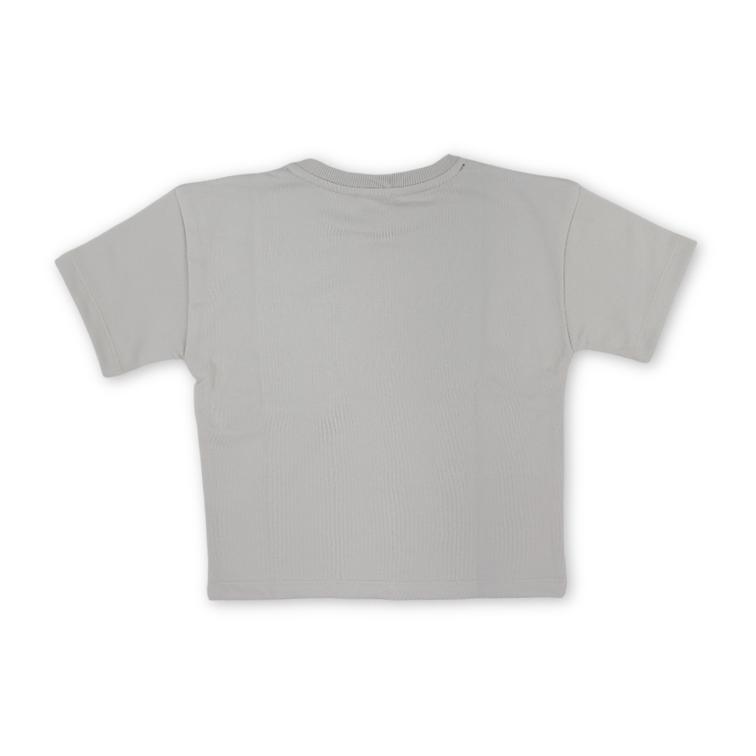 Boys Cotton T-Shirt – Beige with "Just Keep Moving" Print