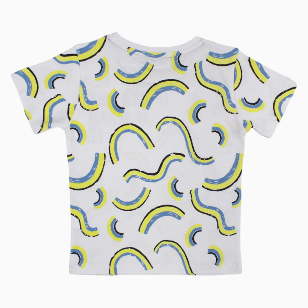 Baby Boys Cotton T-Shirt - White with Fun Print