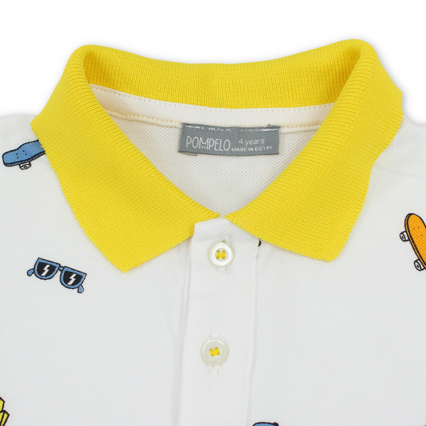 Boys Cotton T-Shirt – White Printed