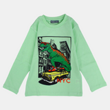 Kids Boys' Cotton Long-Sleeved T-Shirt – Lemon Green Dino Print