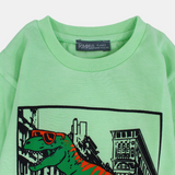 Kids Boys' Cotton Long-Sleeved T-Shirt – Lemon Green Dino Print