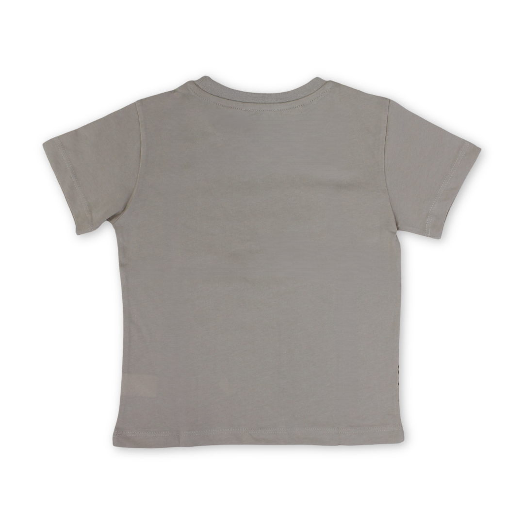 Boys Cotton T-Shirt – Beige with Dino Print