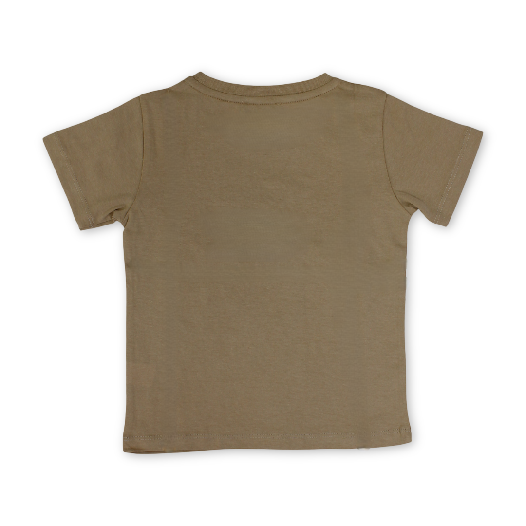 Boys Cotton T-Shirt – Beige with Tiger Print