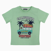 Boys Cotton T-Shirt – Mint Green with Summery Print