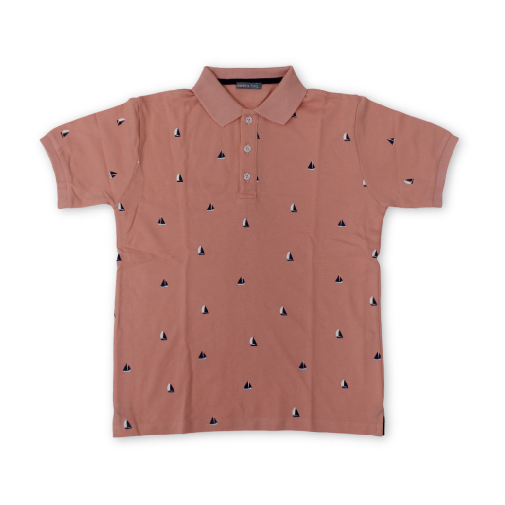 Boys Cotton Polo T-Shirt – Salmon - Clothing - Pompelo