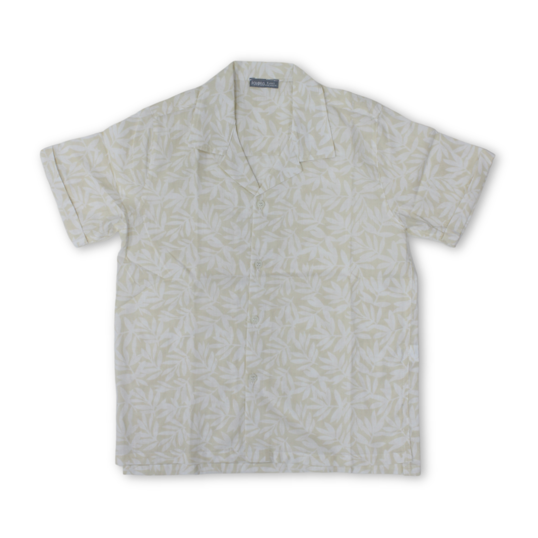 Boys Cotton Shirt – Beige with Floral Pattern - Clothing - Pompelo