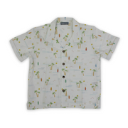 Boys Cotton Shirt – Off-White with Palm Tree Print