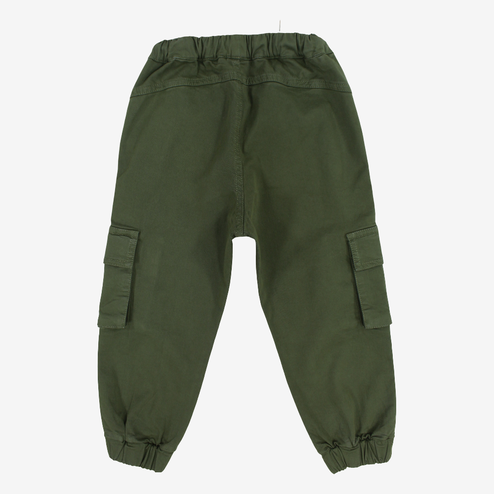 Boys Gabardine Cargo Pants – Military Green