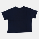 Kids Girls' Cotton Short-Sleeved T-Shirt – Navy Blue with a Butterfly Design