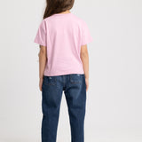Girls Cotton Short-Sleeved T-Shirt – Pink with Cute Flowers Design