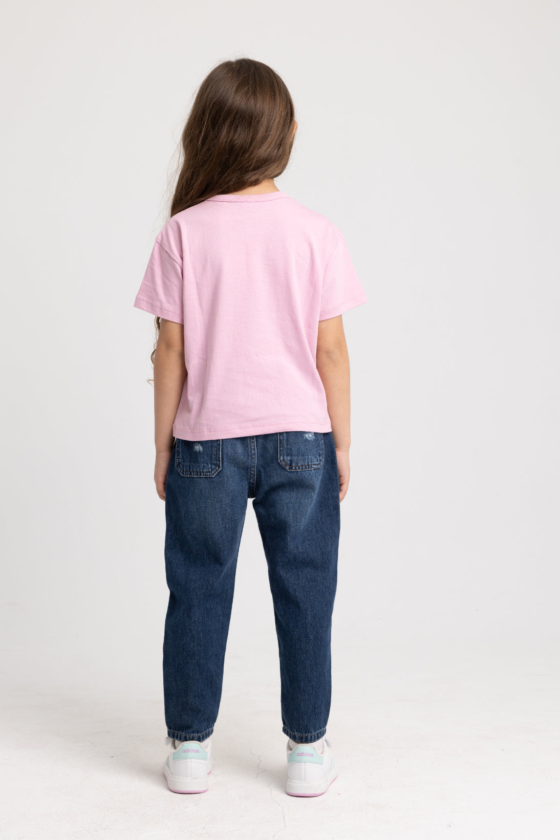 Girls Cotton Short-Sleeved T-Shirt – Pink with Cute Flowers Design