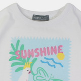 Girls Cotton T-Shirt – White with Parrot Print