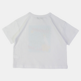 Girls Cotton T-Shirt – White with Parrot Print
