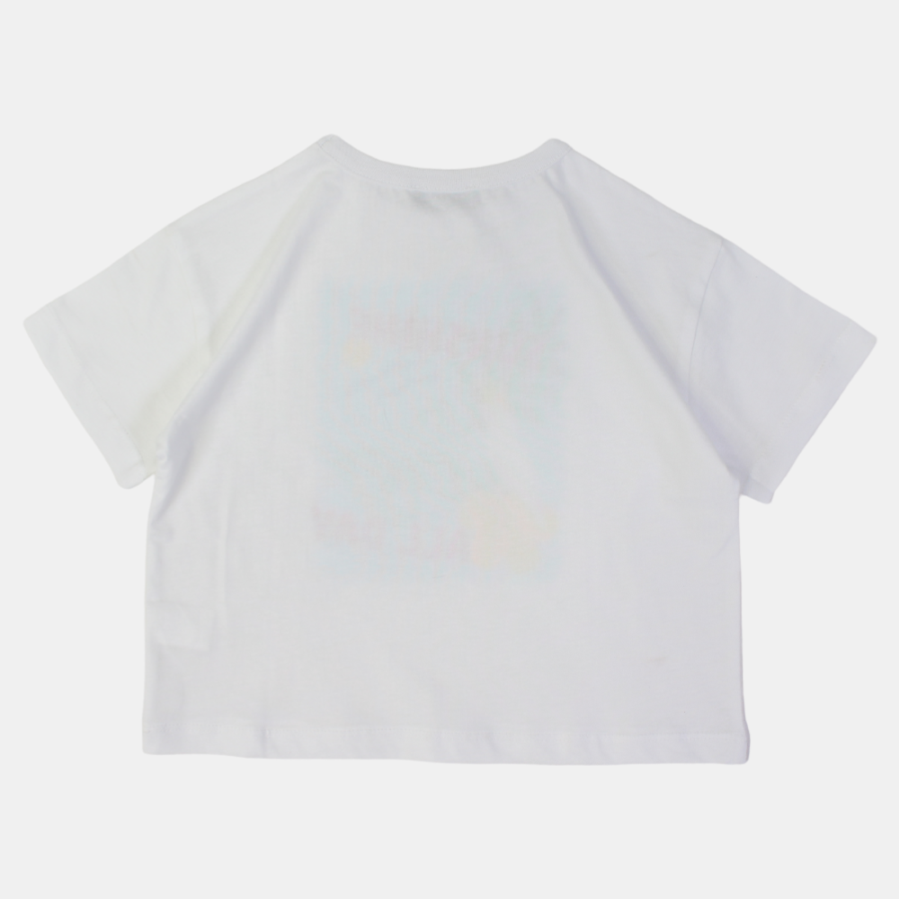 Girls Cotton T-Shirt – White with Parrot Print