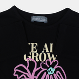 Kids Girls' Black Cotton Long-Sleeved T-Shirt