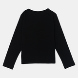 Kids Girls' Black Cotton Long-Sleeved T-Shirt