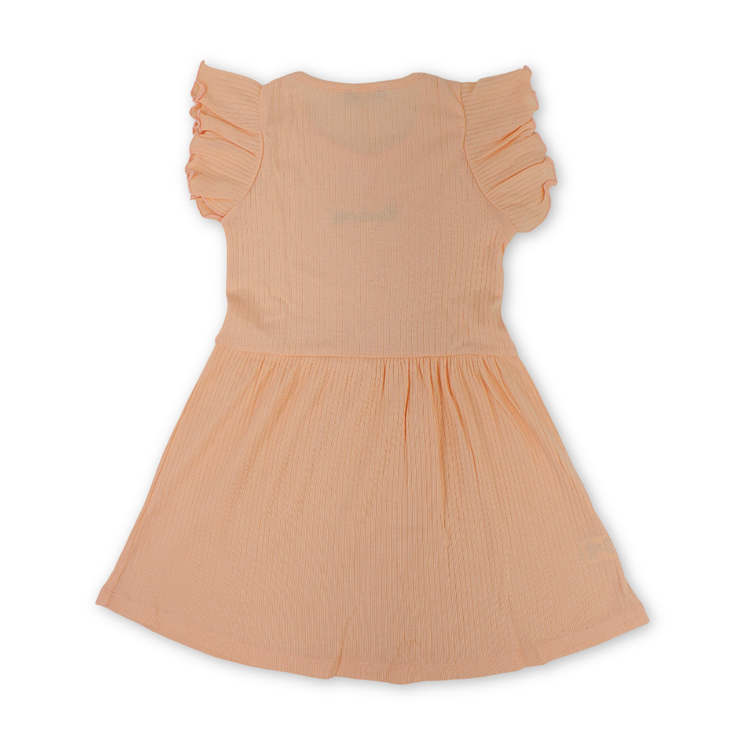 Girls Cotton Dress – Salmon with "Kindness" Embroidery