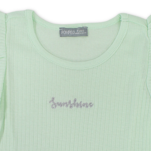 Girls Cotton Dress – Mint with "Kindness" Embroidery