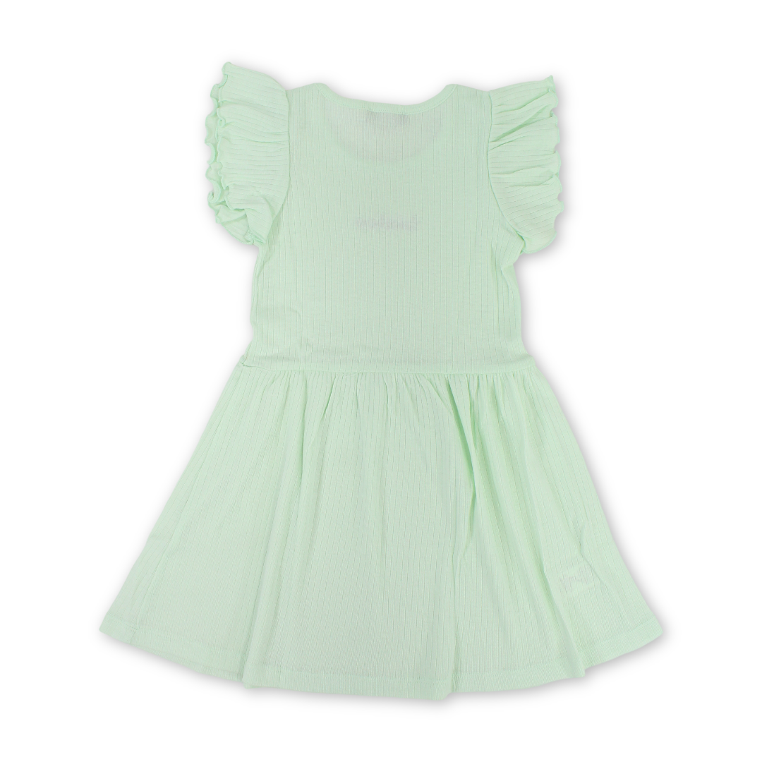 Girls Cotton Dress – Mint with "Kindness" Embroidery