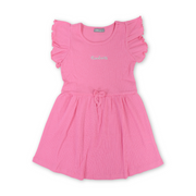 Girls Cotton Dress – Fuchsia with "Kindness" Embroidery