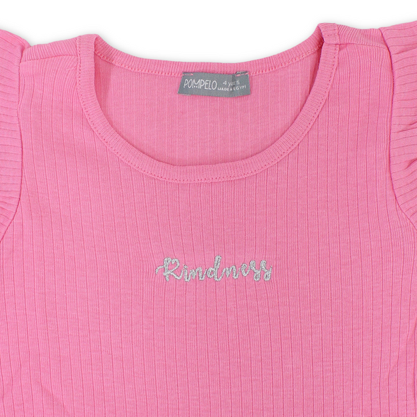Girls Cotton Dress – Fuchsia with "Kindness" Embroidery