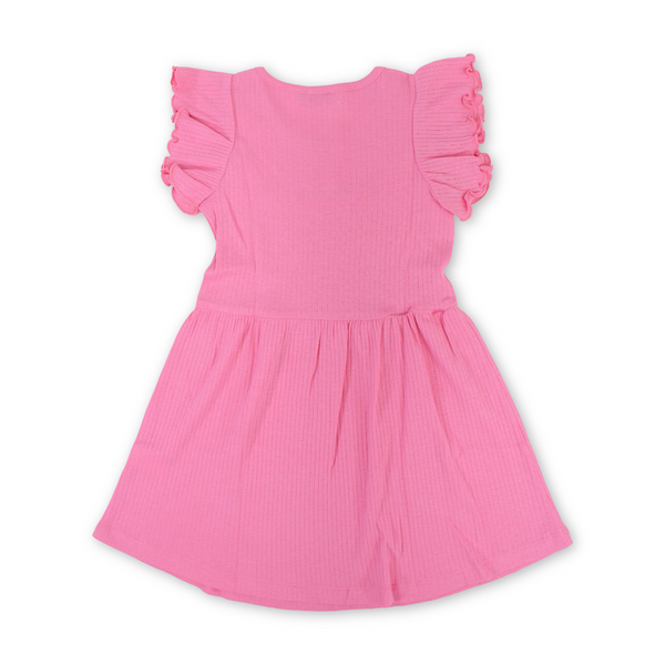 Girls Cotton Dress – Fuchsia with "Kindness" Embroidery