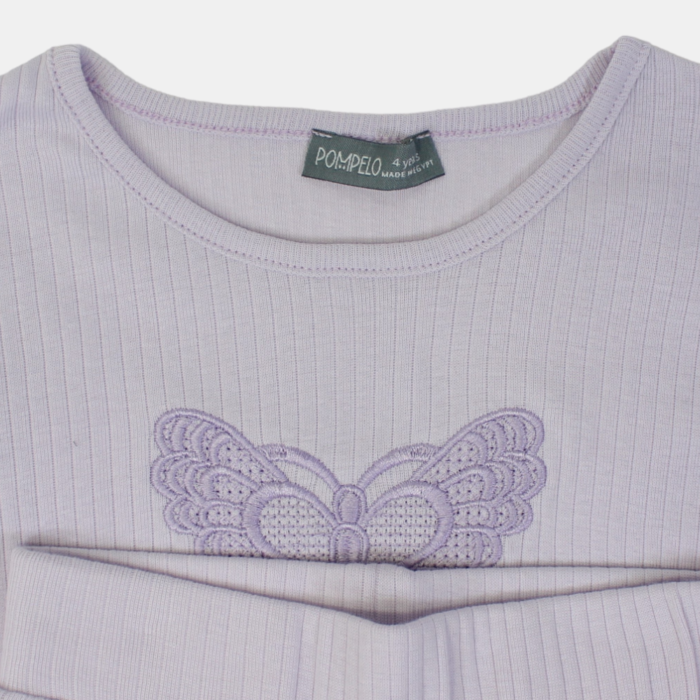 Girls Cotton 2-Piece Outfit Set - Butterfly Design