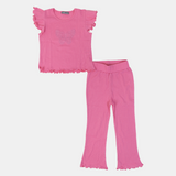 Girls Cotton 2-Piece Outfit Set - Butterfly Design