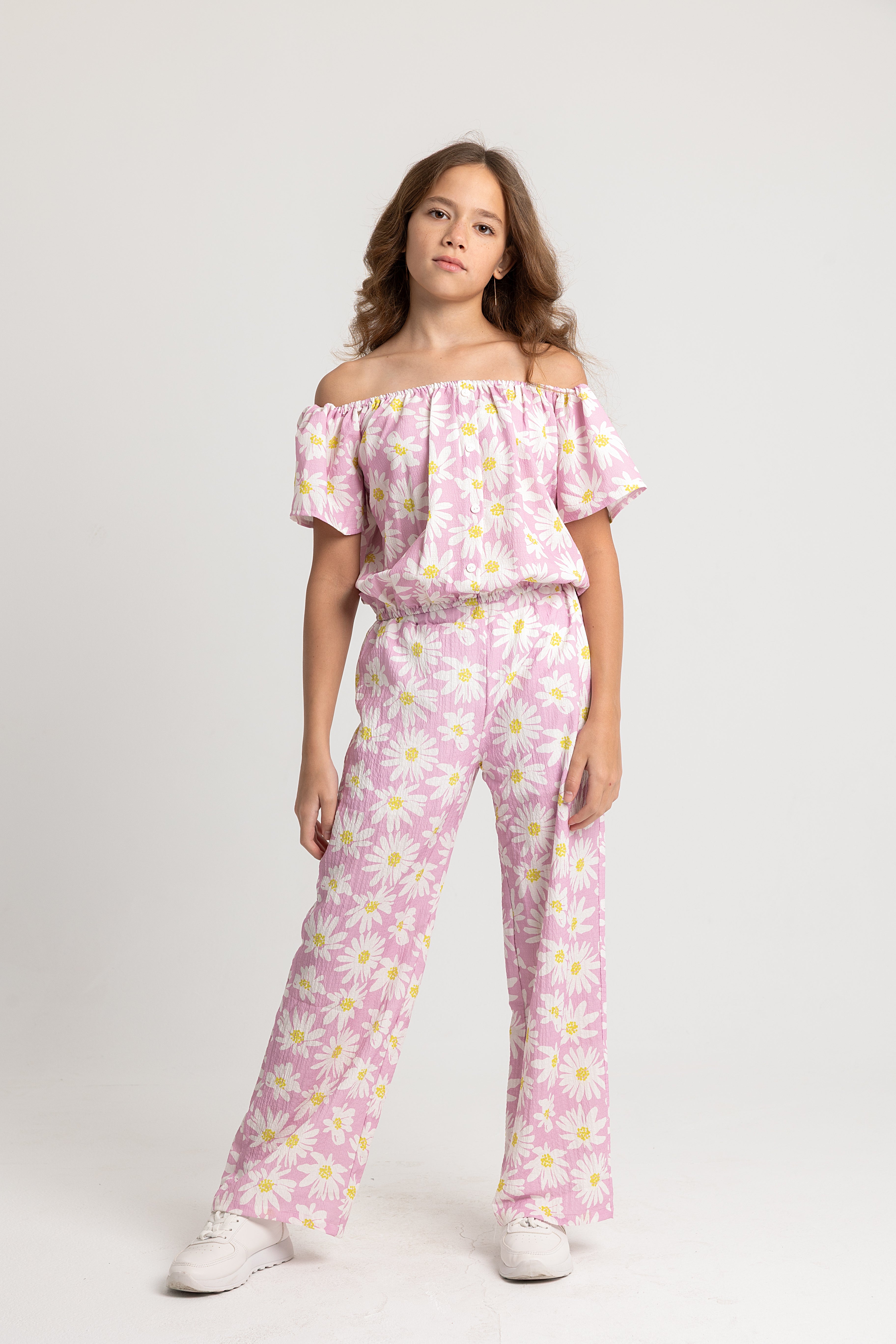 Girls Polyester Outfit Set – 2-Piece Short Sleeve