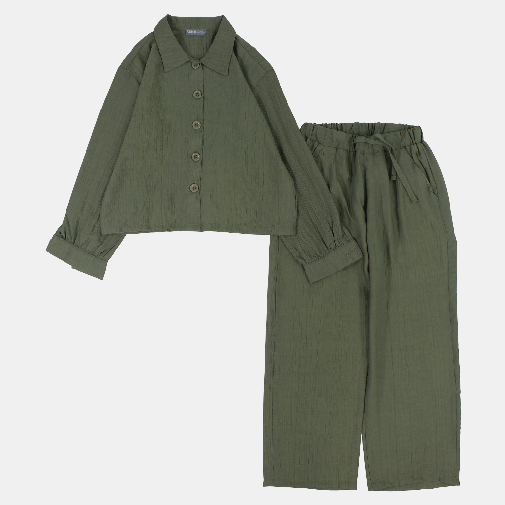 Girls 2-Piece Outfit Set – Dark Olive