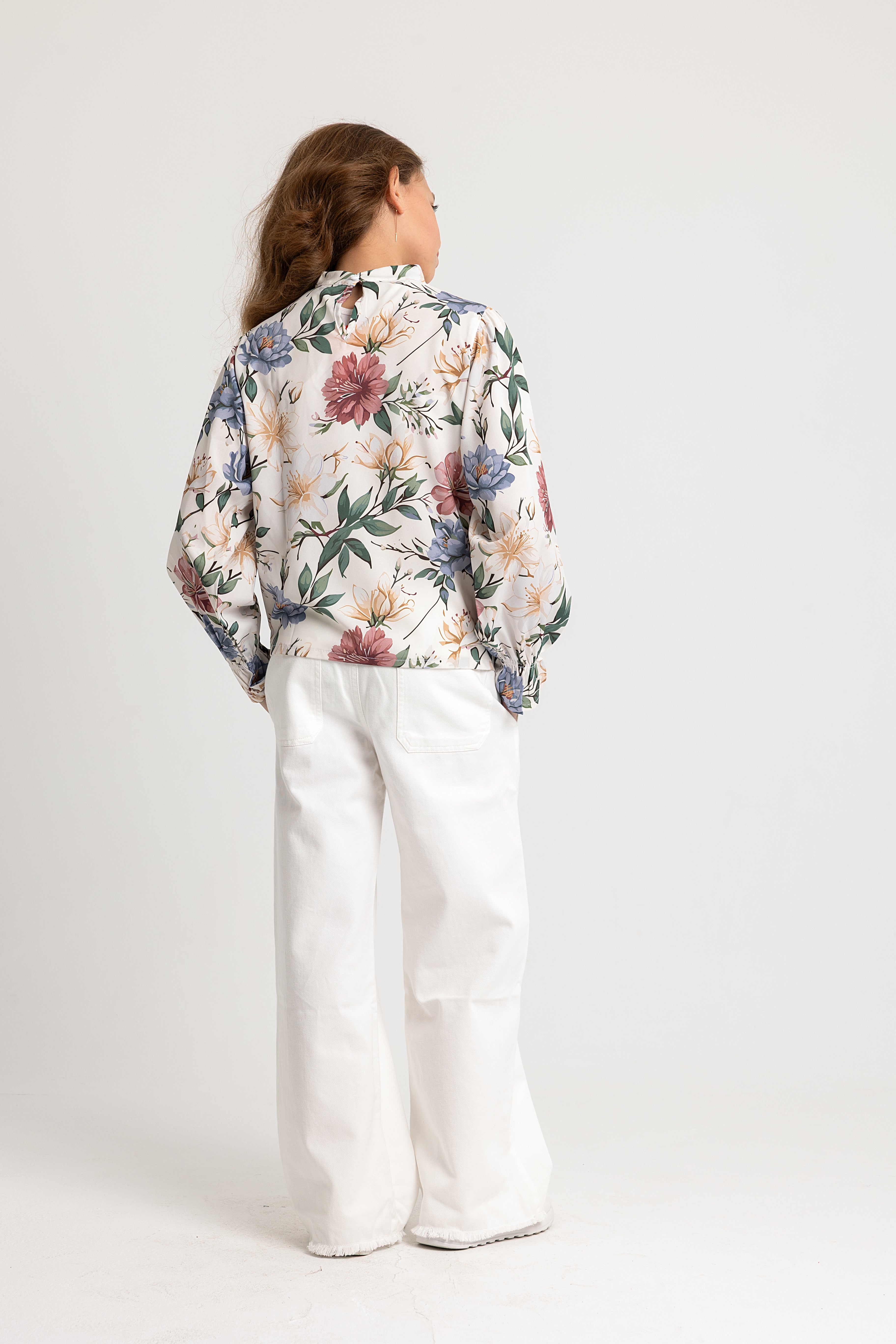 Girls Printed Long-Sleeved Blouse