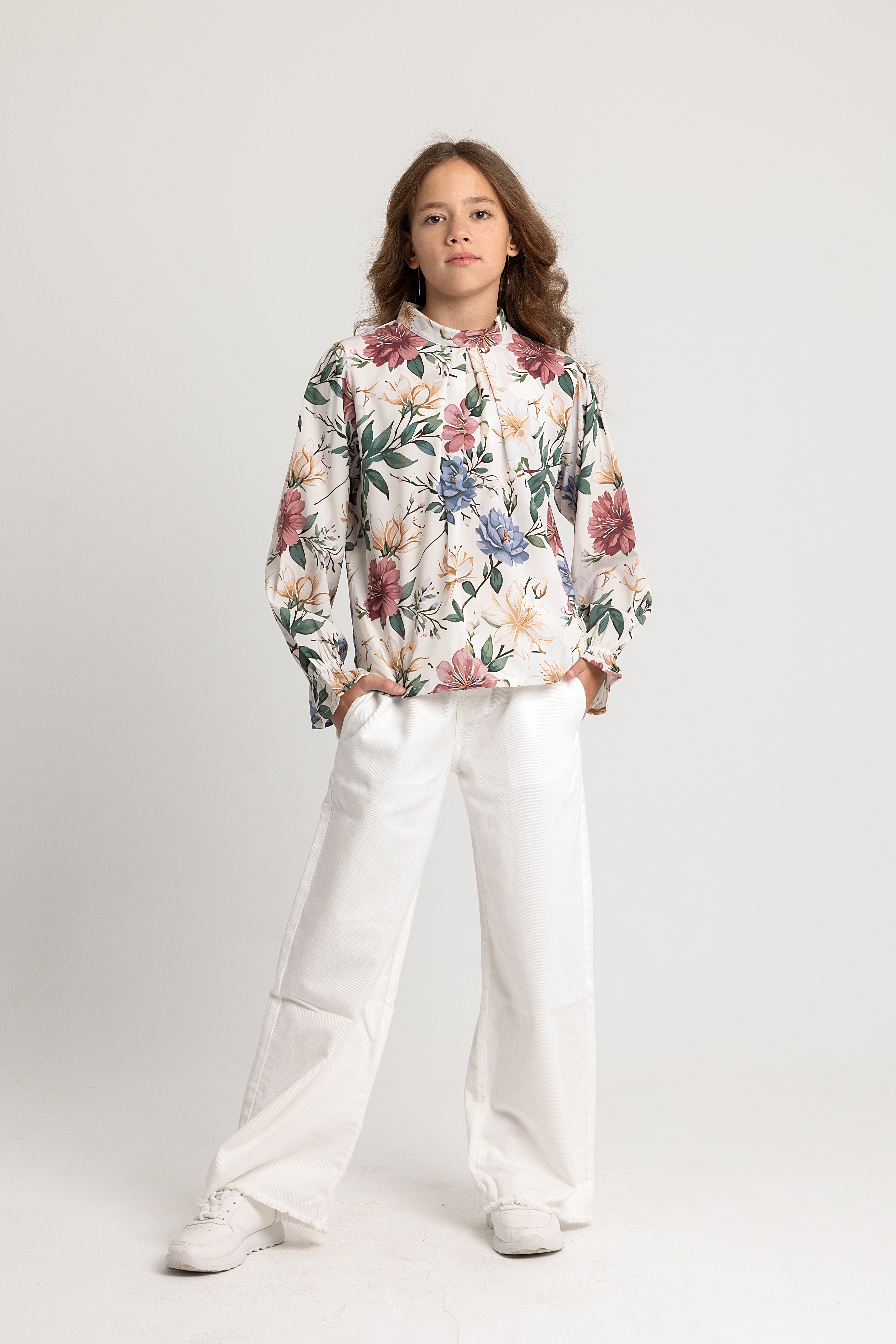 Girls Printed Long-Sleeved Blouse