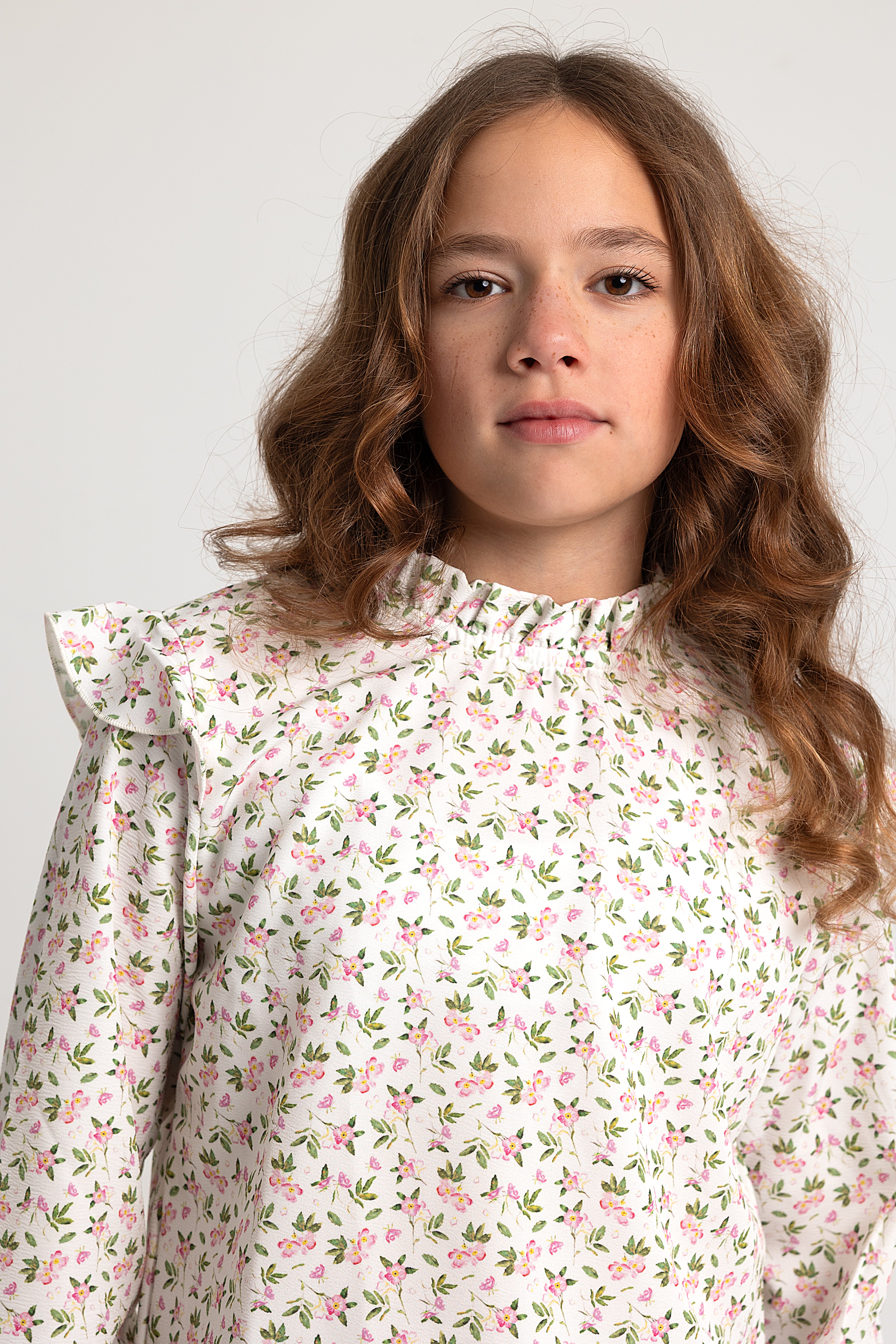 Girls Polyester Blouse Off White Printed